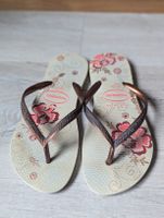 Havaianas Flip Flops Rose Gold Floral Summer Beach 35/36