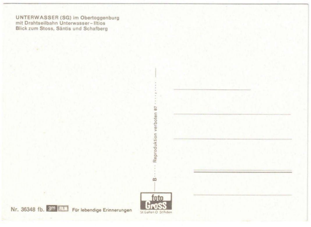Ansichtskarten: Unterwasser - Standseilbahn Iltios – Gebraucht aus Binningen von Mountainrider 1