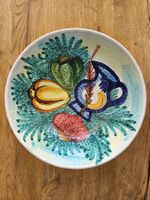 Keramikschale handbemalt - Gemüsemotiv - 1960 - Mid-Century