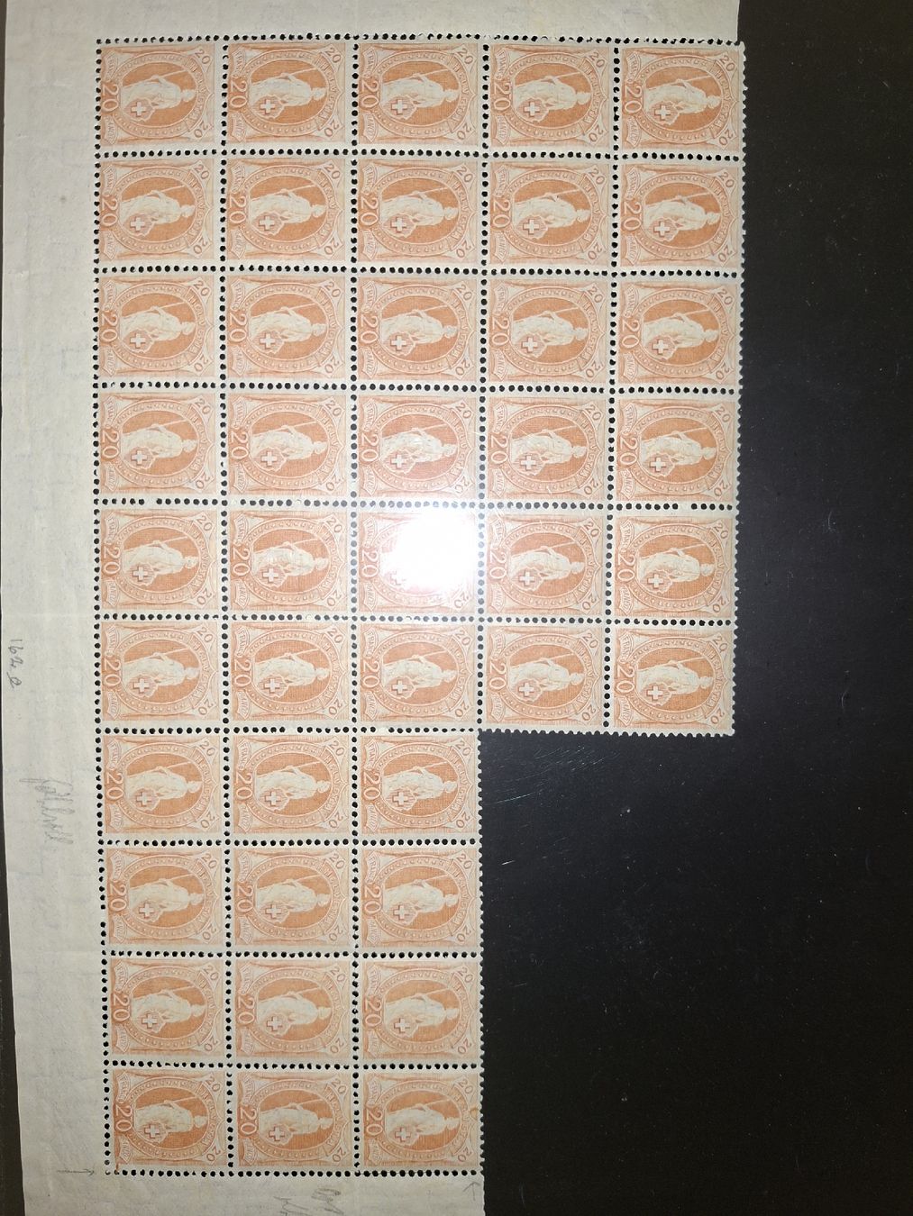 Alle Briefmarken: Stehende Helvetia Teil Bogen 94Ac. mit Attest  – Gebraucht aus Balgach von SIMEON27 9