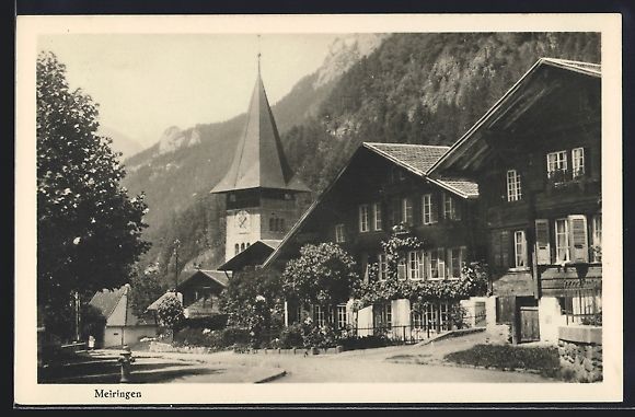 Cartoline postali: AK Meiringen, Blick auf die Kirche – Usato da Berlin venduto da bartko-reher