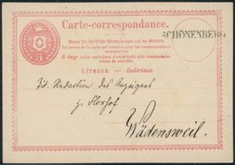 ZH Schönenberg - Stabstempel - Karte