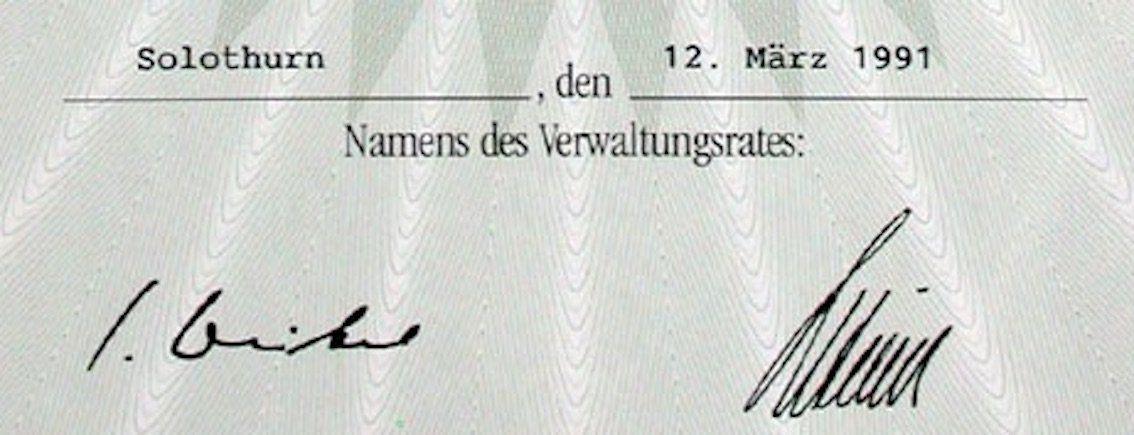 Documenti: Union-Walter AG, Solothurn - 1991 – Usato da Solothurn venduto da Sgasche 1