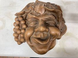 Holzmaske, Dekoration, Wein, Reben, Handgeschnitzt