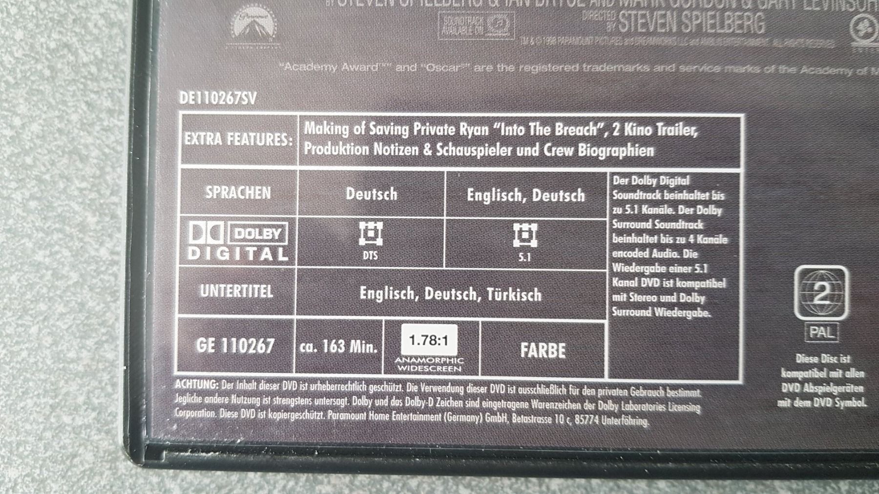 Alle DVDs: DVD Der Soldat James Ryan / Tom Hanks – Gebraucht aus Oetwil am See von fineli2 1