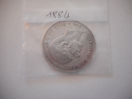 Pièce de 5 ptas en argent de 1884