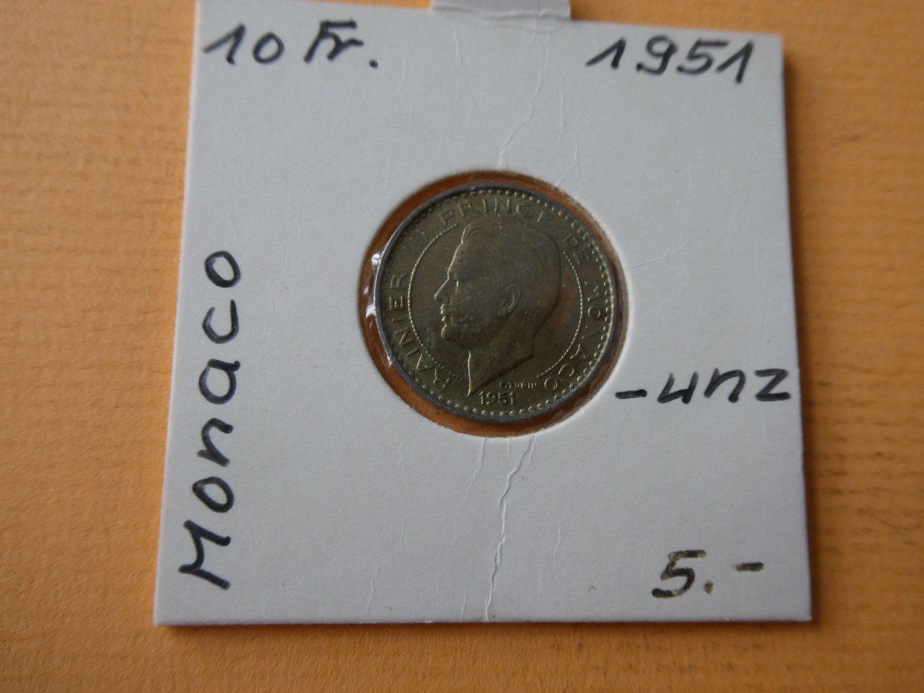 Tutti le monete: Monaco 1951, 10 Francs – Usato da Hinterforst venduto da Rohusri