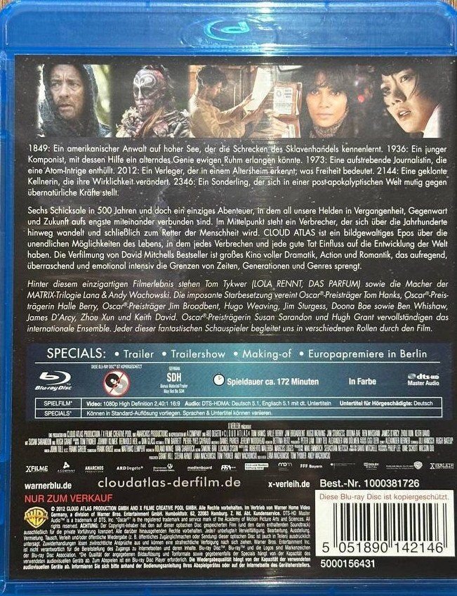 Tutti i DVDs: Cloud Atlas - Blu-ray Disc - Top Zustand! – Usato da Beringen venduto da Mantafisch1 1