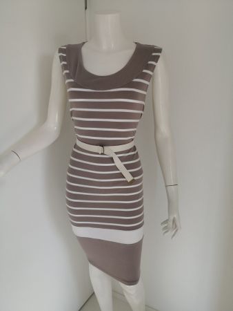 🤩HEGLER FASHION KLEID BEIG-WEISS GESTREIFT