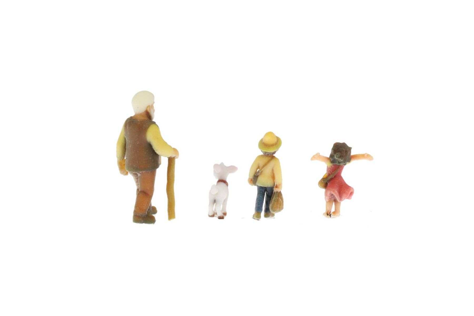 Modellini di ferrovie: Figurenset "Heidi mit Alp-Öhi, Peter und Geiss" 4-teilig H0 – Nuovo e nell'imballaggio originale da Bremgarten AG venduto da Sportivo2007 2