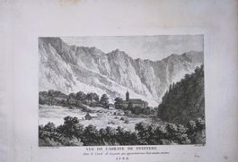 Pfäfers Kloster Originalkupferstich 1780