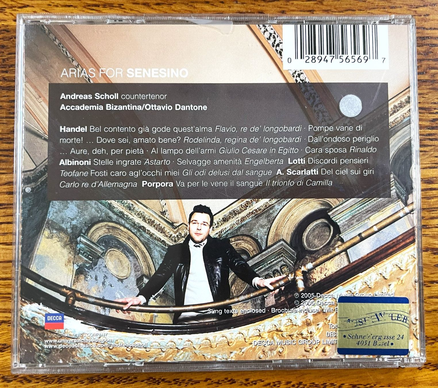 CD: ANDREAS SCHOLL: Arias for Senesino CD – Usato da Oftringen venduto da Vucki 1