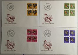 1968 FDC Pro Juventute Viererblock