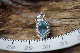 Topas  Blau    Navette     925 Silber