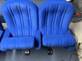 4x Vintage Kino-/Theatersessel, blaue Polstersessel