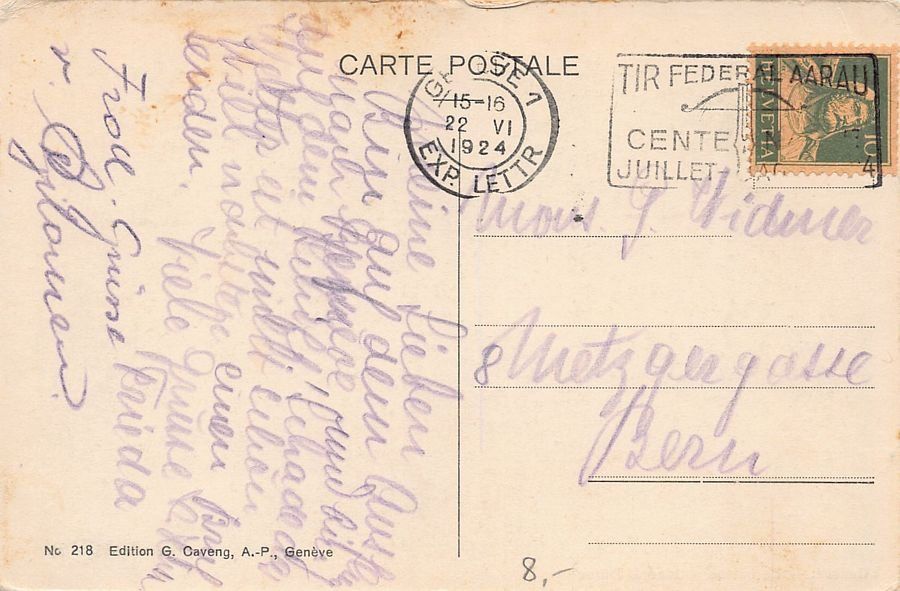 Cartoline postali: Genève, bateau GÉNÉRAL DUFOUR, circulée 1924 – Usato da Frauenfeld venduto da POML 1