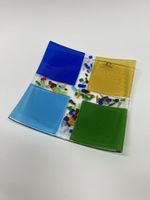 Handgemachte Glasplatte, farbenfrohes Design, Deko-Highlight