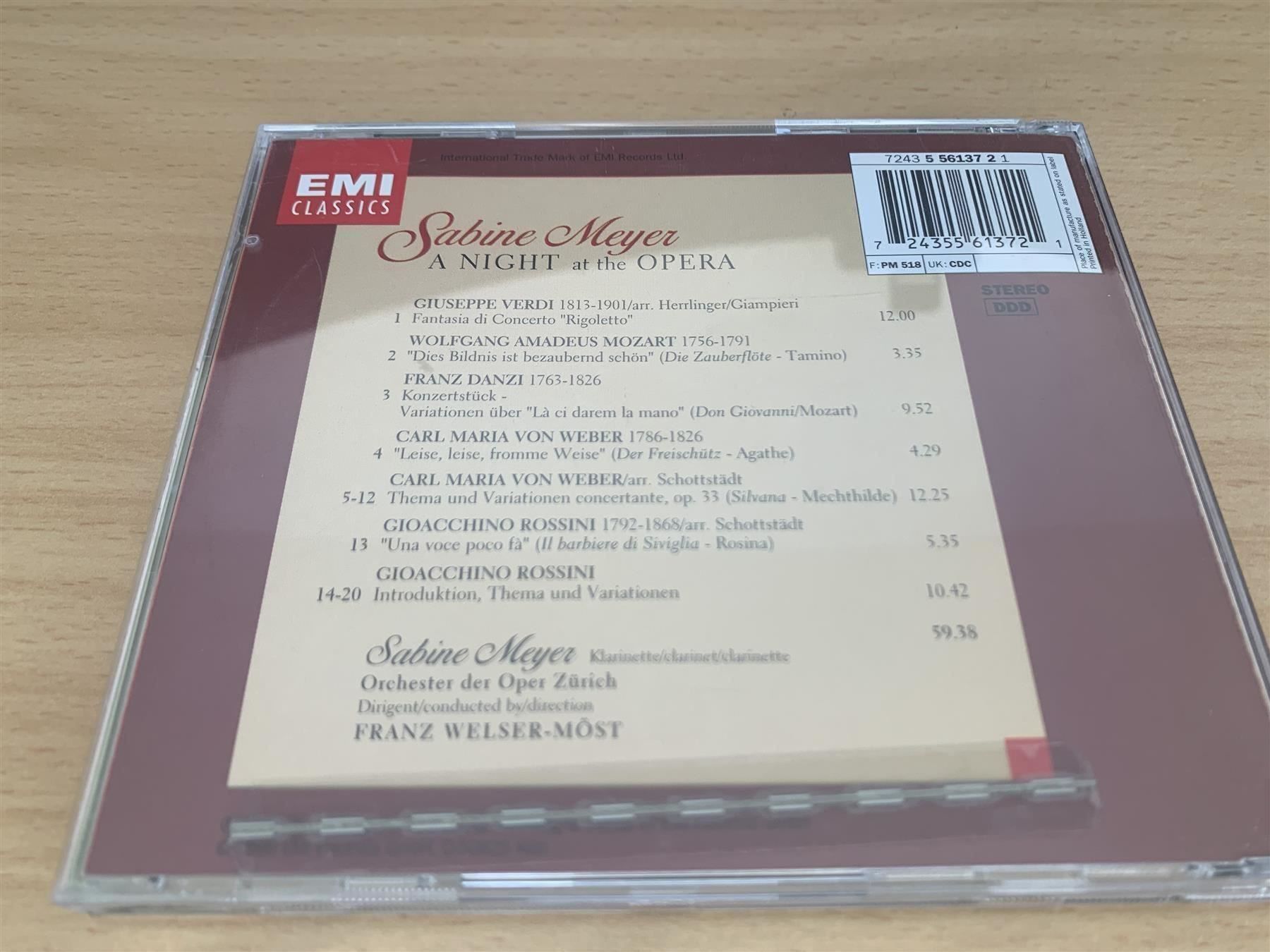 CD: Sabine Meyer – A Night At The Opera – Usato da Rikon im Tösstal venduto da Alpenmutz 1