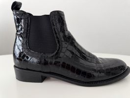 Schwarze Roberto Santi Chelsea-Boots, Lack-Optik, Gr. 38