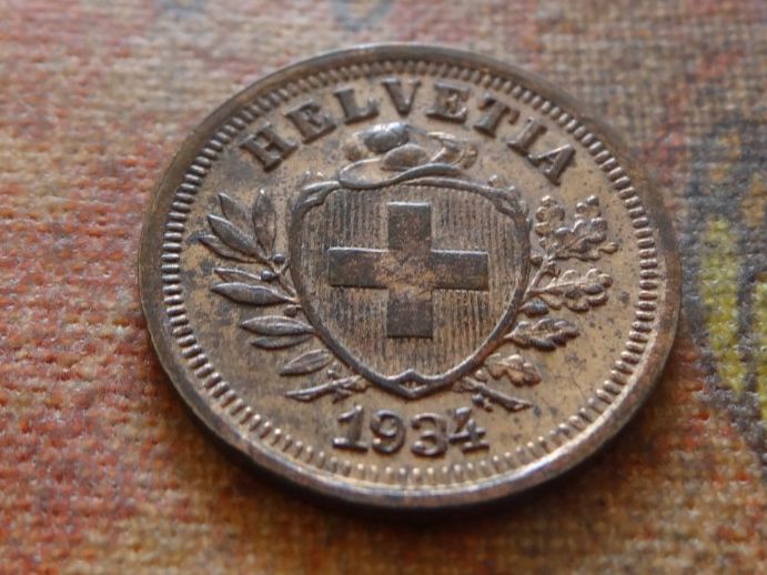 Alle Münzen: 1 Rp. 1934  (A) – Gebraucht aus Romanel-sur-Lausanne von Swift13