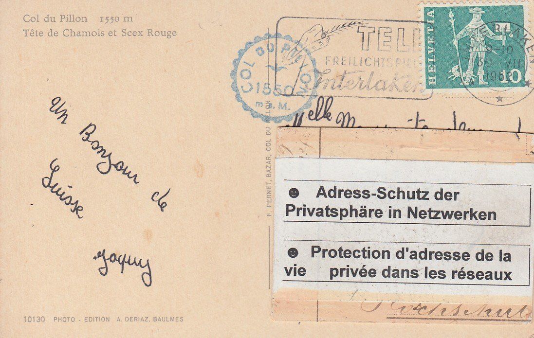 Cartoline postali: Col du Pillon  VD       en 1962 – Usato da Brig venduto da Valcards54 1