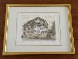 Lithographie Curt Schwitzer "Höchhus in Küsnacht" #2/100