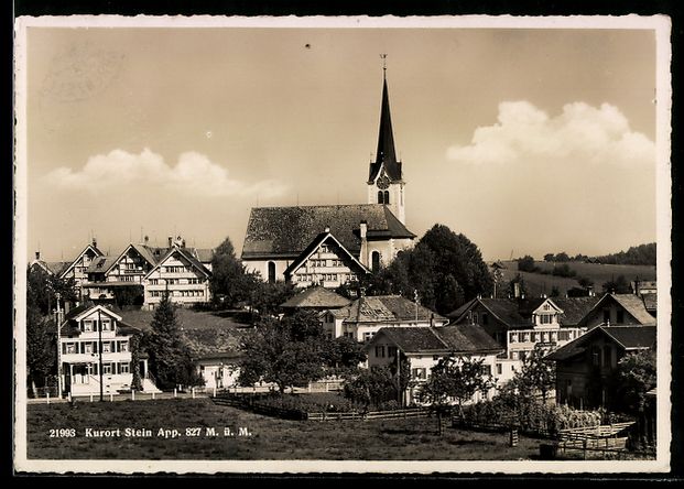 Cartoline postali: AK Stein /App., Ortsansicht mit Kirche – Usato da Berlin venduto da bartko-reher