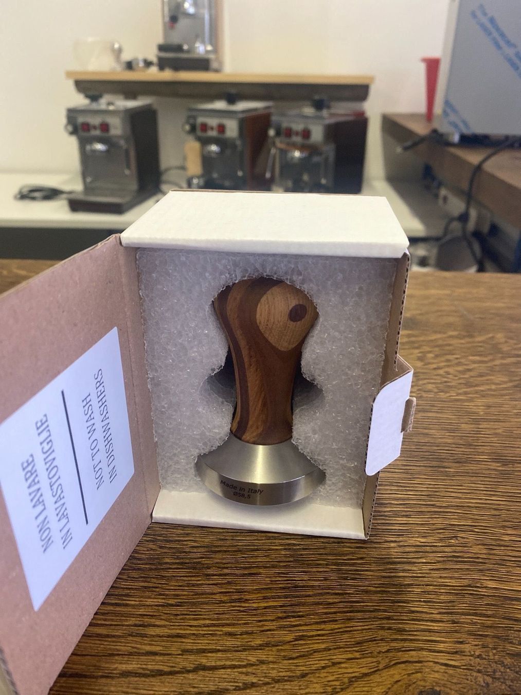 Macchine per caffè & Macchine per espresso: Tamper 58,5 zu E 61 Siebträger – Nuovo e nell'imballaggio originale da Oberbüren venduto da Olympia9245 4