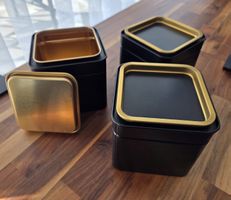 3x Aufbewahrungsdosen gold schwarz