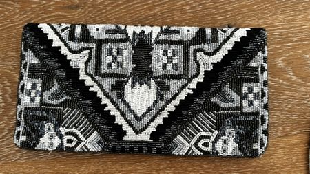 Clutch "moshi" perline bianco e nero borsa nuovo