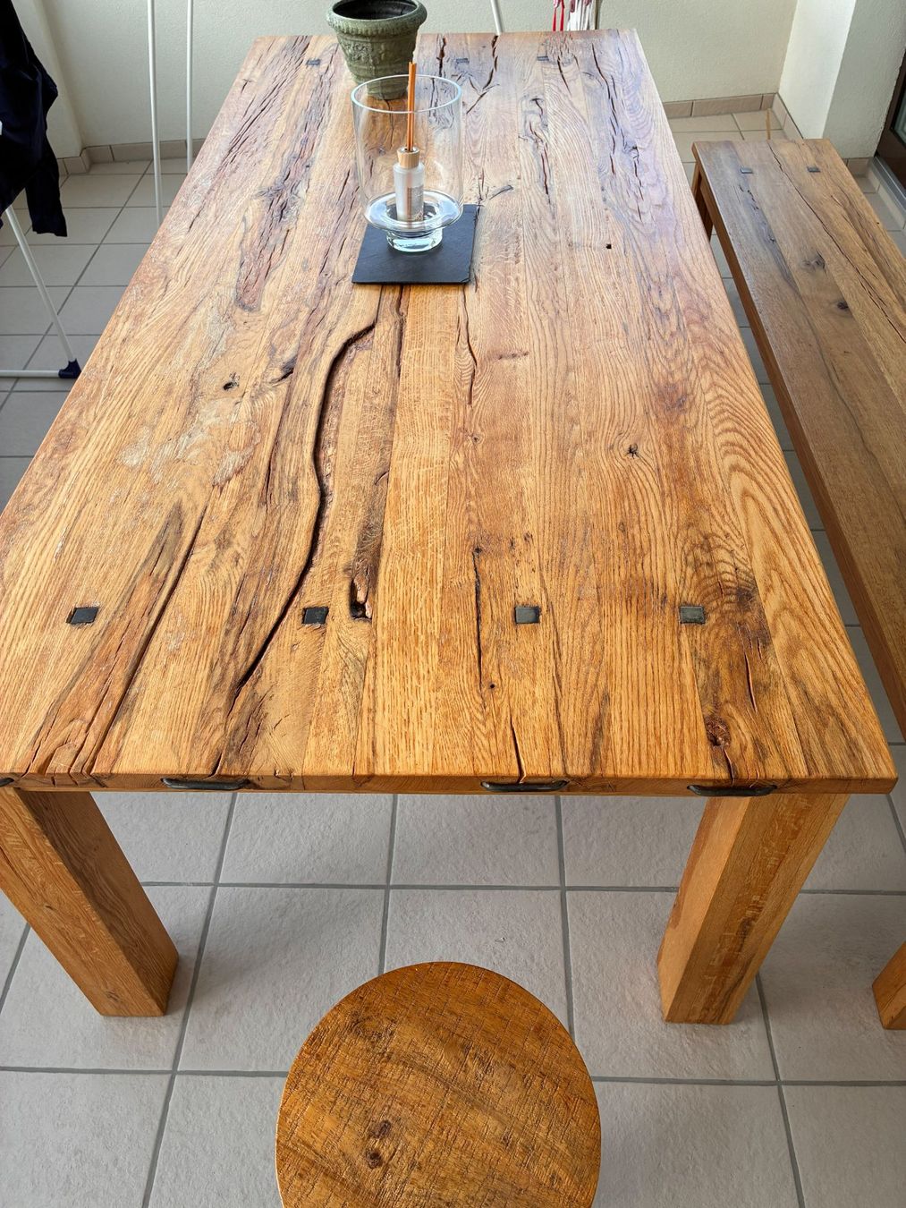 Tables: Wunderschöner Sumpfeichen Tisch mit Bank – Neuf (Voir description) à Meggen par Ale72xa 1