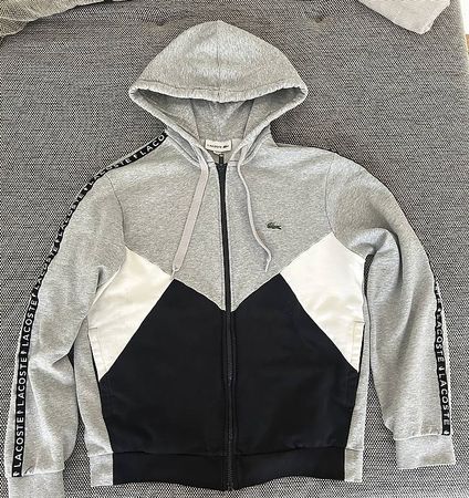 Lacoste Sweatjacke Gr. M  Grau Schwarz Weiss