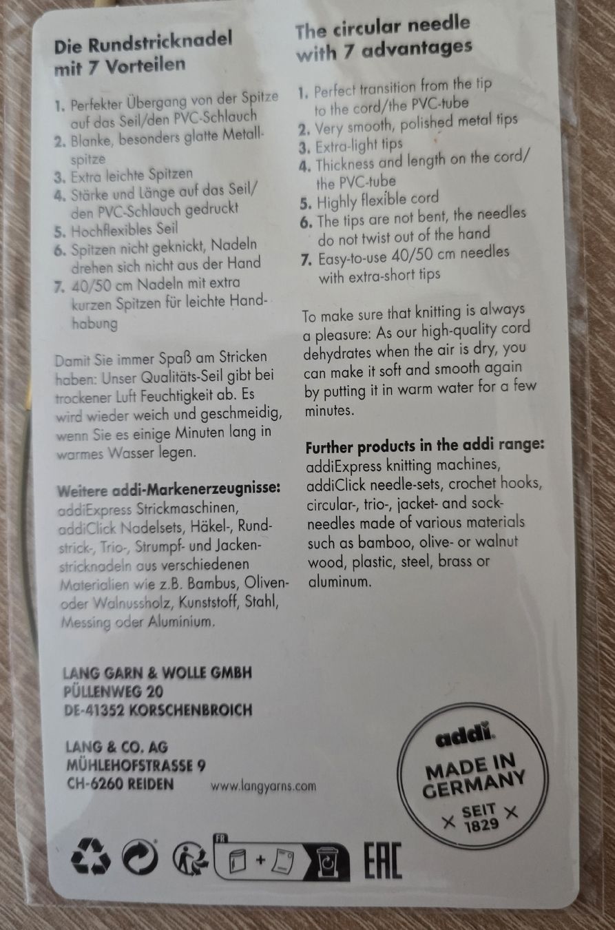 Nadeln: Lang Rundstricknadel 3,5 mm / 40 cm lang – Neu und originalverpackt aus Escholzmatt von Koenigskind2023 2