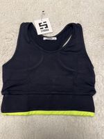 Brassière sport Strodia noire et jaune fluo, S, neuve