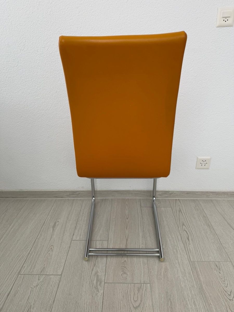 Sedie: Orange Leder Esszimmerstuhl Chrom Freischwinger – Usato da Zürich venduto da Nopipo 2