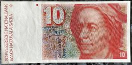 10-Franken-Note, Schweiz, 1979, Sammlerstück, Top Zustand