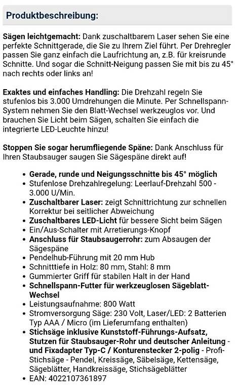 Seghe: Stichsäge mit Laser – Usato da Sempach venduto da Seepferdli40 4