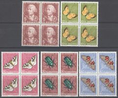 PJ 1957 168-172 Viererblöcke postfrisch **