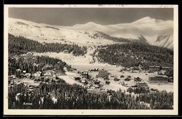 AK Arosa, Verschneite Ortsansicht mit Hotels, Chalets und Wa
