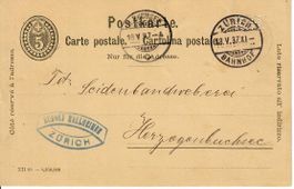 Postkarte 1897 mit Firmenlochung R.H.