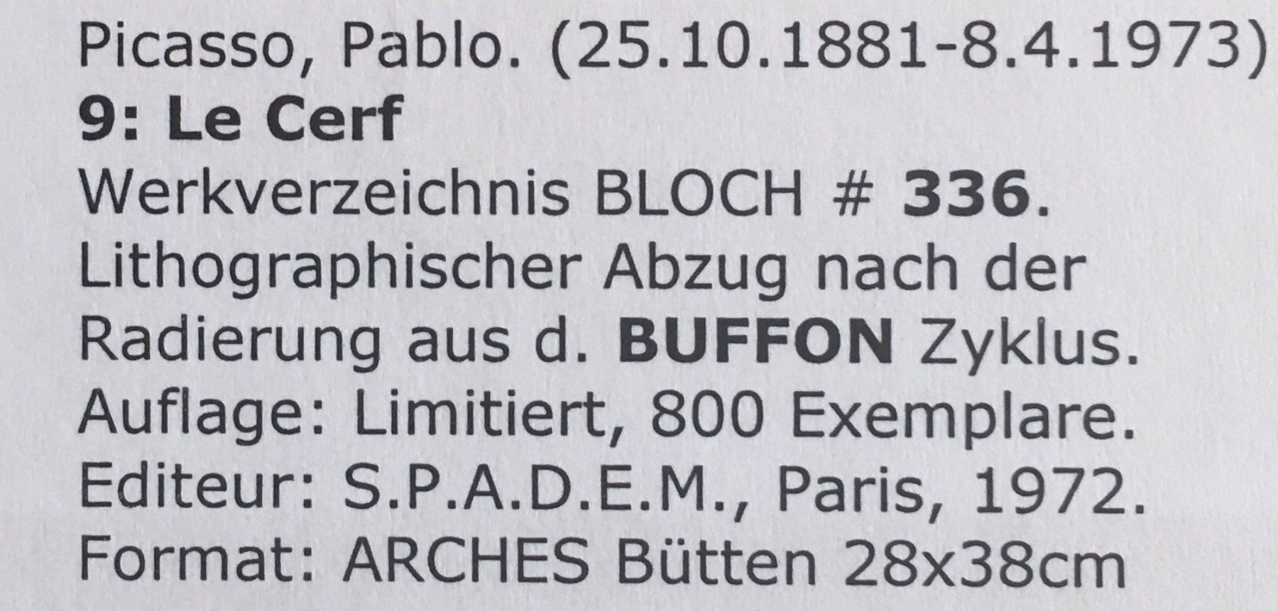 Grafiken & Lithographien: Pablo Picasso   Buffon  "Le Cerf" – Gebraucht aus Nennigkofen von Sommersonnen 8