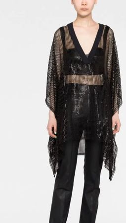 Balmain Kaftan Beach Kleid m. Pailletten Schwarz S/M NP 900