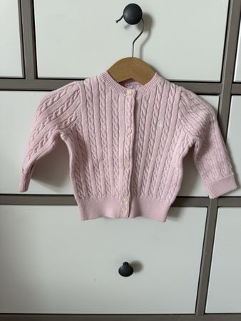 Ralph Lauren Baby Cardigan, 6M, Pink Cable Knit Sweater!