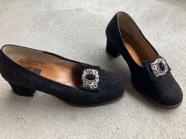 Trachtenschuhe Schwarz Pumps, Vintage Lentia, ca Gr. 39,5/40