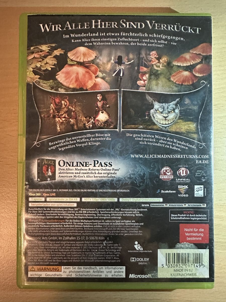 Microsoft Spiele: Alice Madness Returns für Xbox 360 – Gebraucht aus Kestenholz von Mad18 1