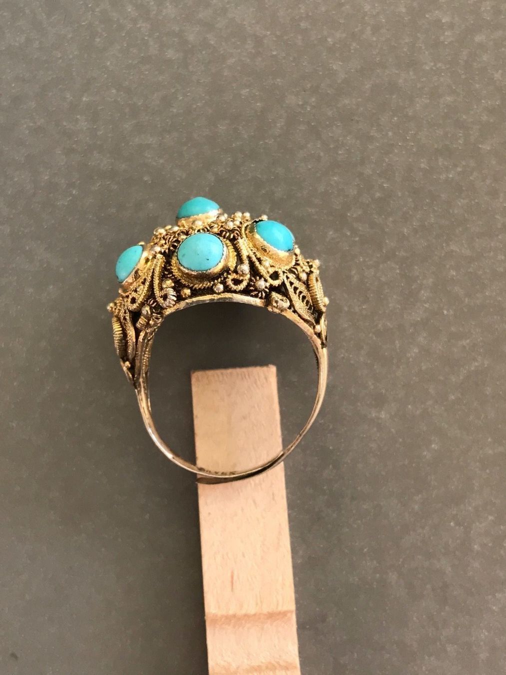 Anelli: Jugendstil CHINA TÜRKIS RING filigranst variable Ringgrösse – Usato da Basel venduto da gretchen03 5