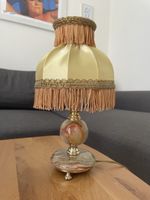 Vintage Tischlampe, Fransen und Fuss aus Onyx oder Marmor