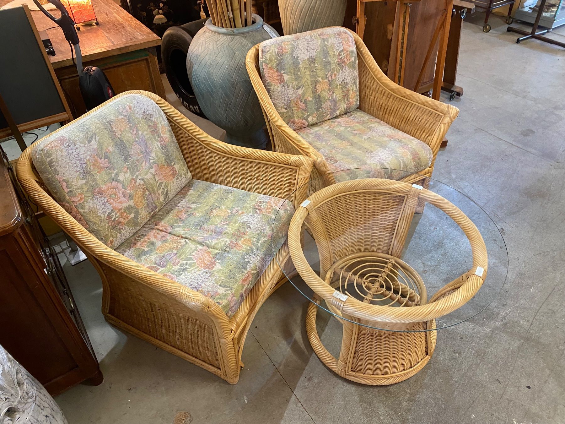 Set di tavolo e panche: Vintage Rattan Lounge Set, 2 Sessel & Tisch – Usato da Ballwil venduto da ClassicGallery 6
