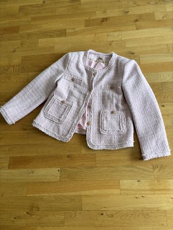 Bouclé Jacke zartrosa, Gr. 40  mit Schmuckknöpfen ungetragen