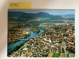 Ansichtskarte Aarau mit Aare und Schloss, Flugaufnahme, alt